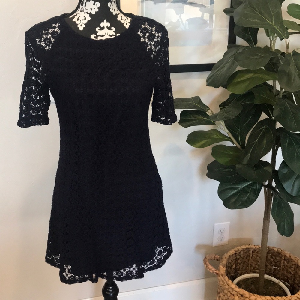 Forever 21 Navy Crochet Sheath Dress